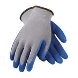 G-Tek® Economy Weight Seamless Knit Polyester/Cotton Glove with Latex Coated Crinkle Grip on Palm & Fingers, Large, Gray/Blue 6 Dozen per Case redirect to product page